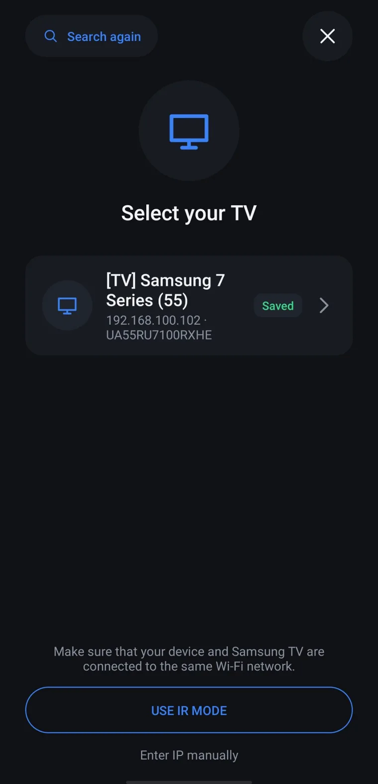 Samsung TV Remote — Search