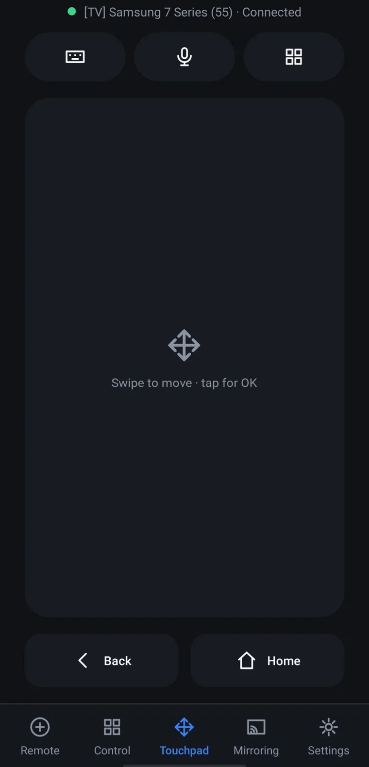 Samsung TV Remote — Touchpad